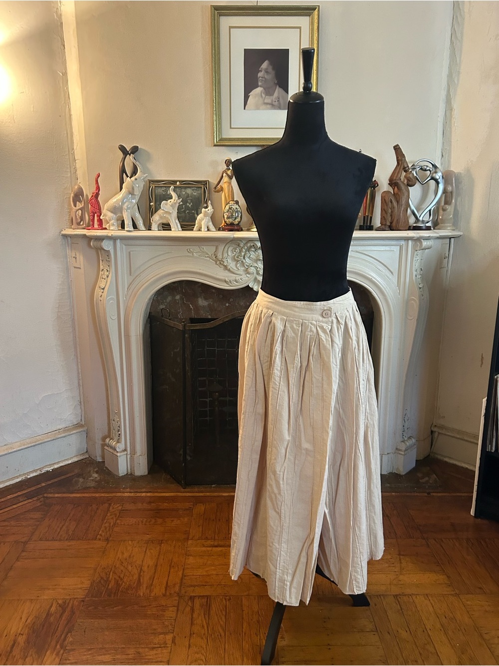 Women's Cream/Apricot Midi Wrap around Pleated Skirt